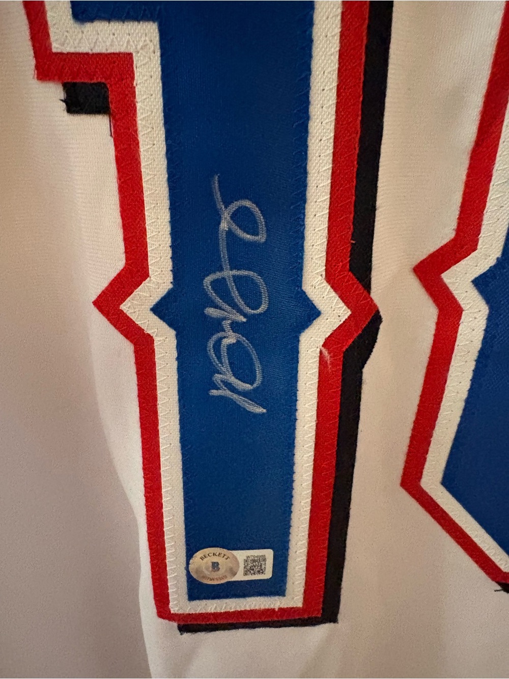 Men's White Jersey with Blue and Red Contrast Trim